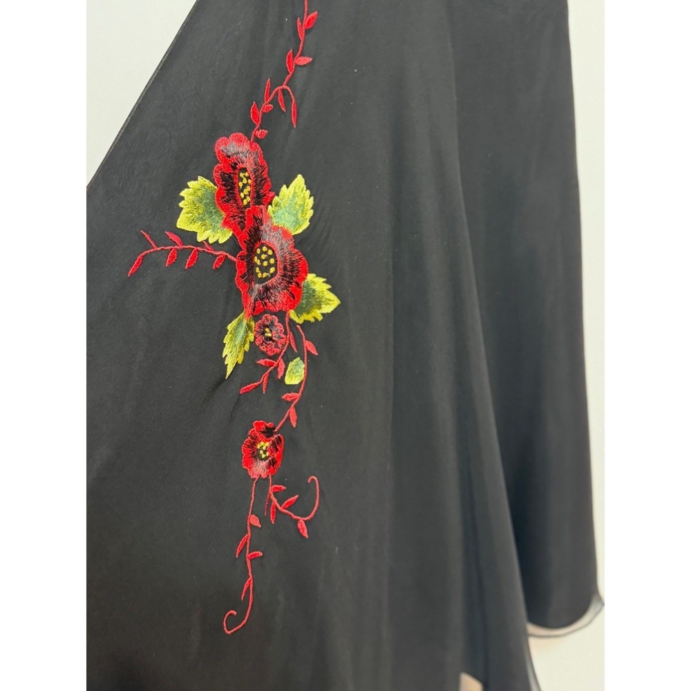 Lapis Whimsigoth 100% Silk Chiffon Midi Dress Women Sz M Fairycore Dark Romantic - Picture 3 of 10